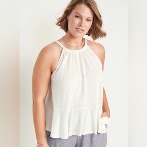 BP. Size S White 100% Linen Boho Peplum Top